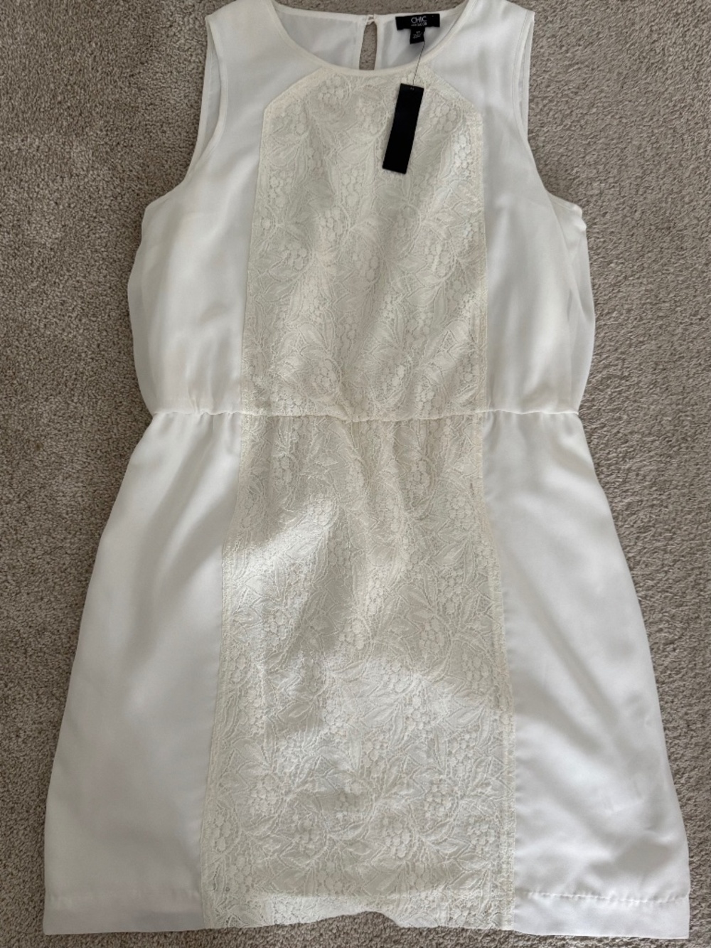 Chic by Jacob White Lace Panel Sleeveless Dress NWT Size 14
